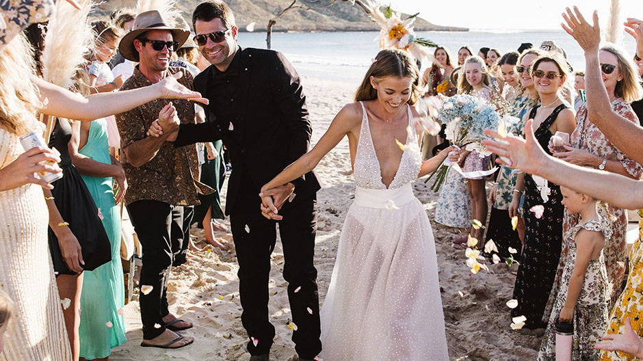 Inside professional surfer and model, Imogen Caldwell’s, rustic beach wedding