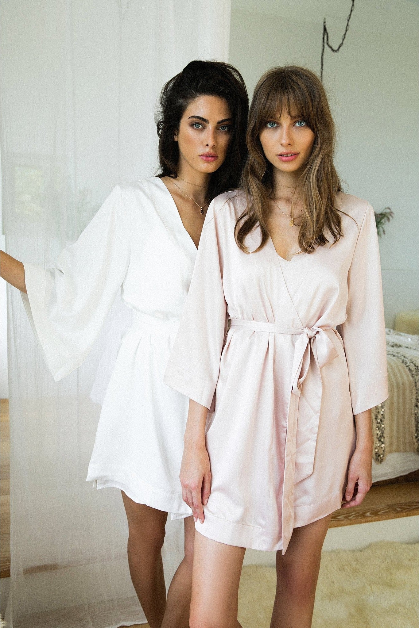 Jasmine Luxury Satin Personalised Robe White | Homebodii