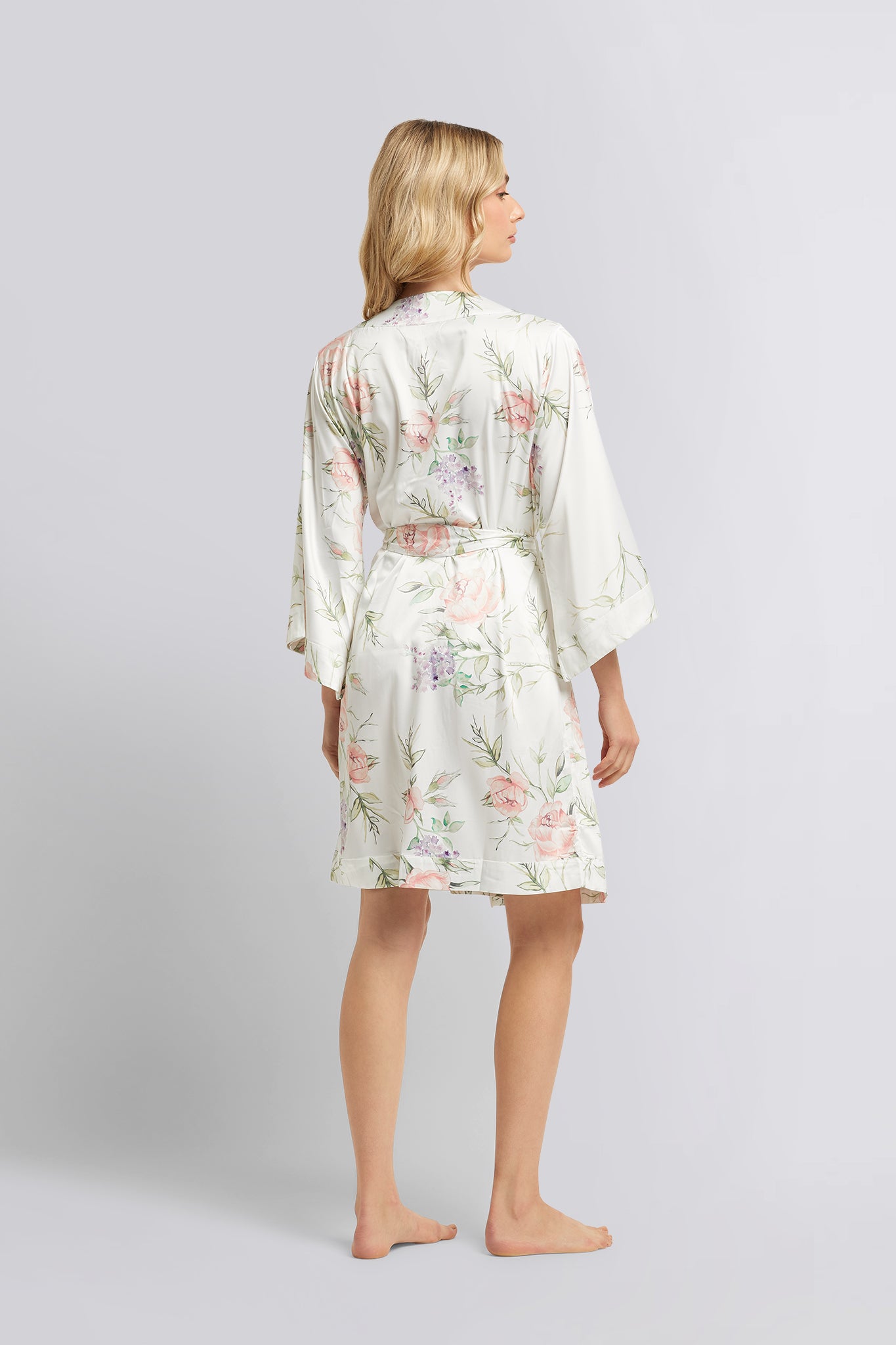 Jasmine Luxury Satin Robe Sofia Print | Homebodii