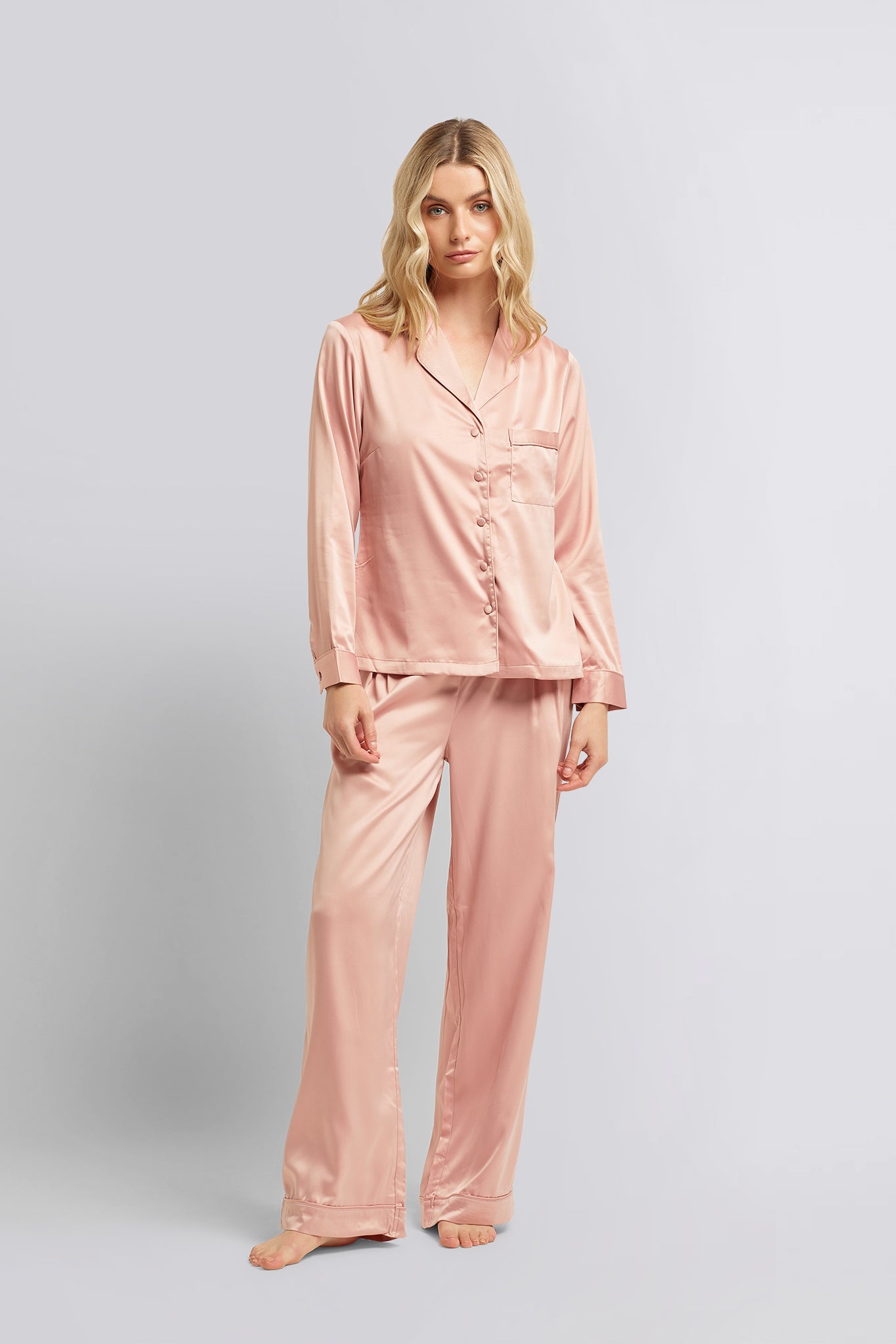 Toni Womens Personalised Satin Pyjama Lounge Set Rust | Homebodii