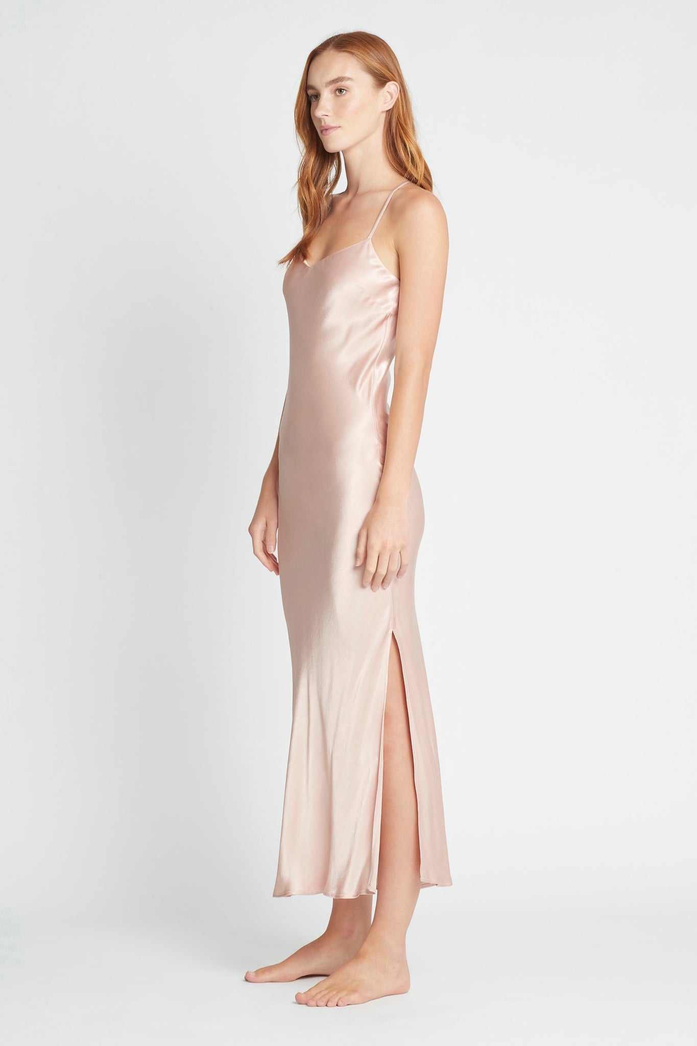 Kiralee Luxury Satin Slip Dress Dusty Rose | Homebodii