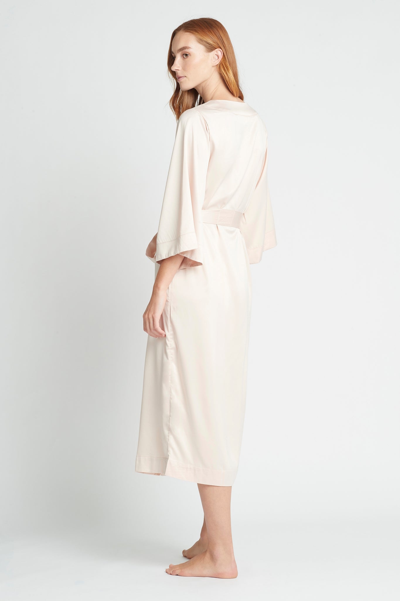 Jasmine Womens Luxury Satin Personalised Long Robe Blush | Homebodii