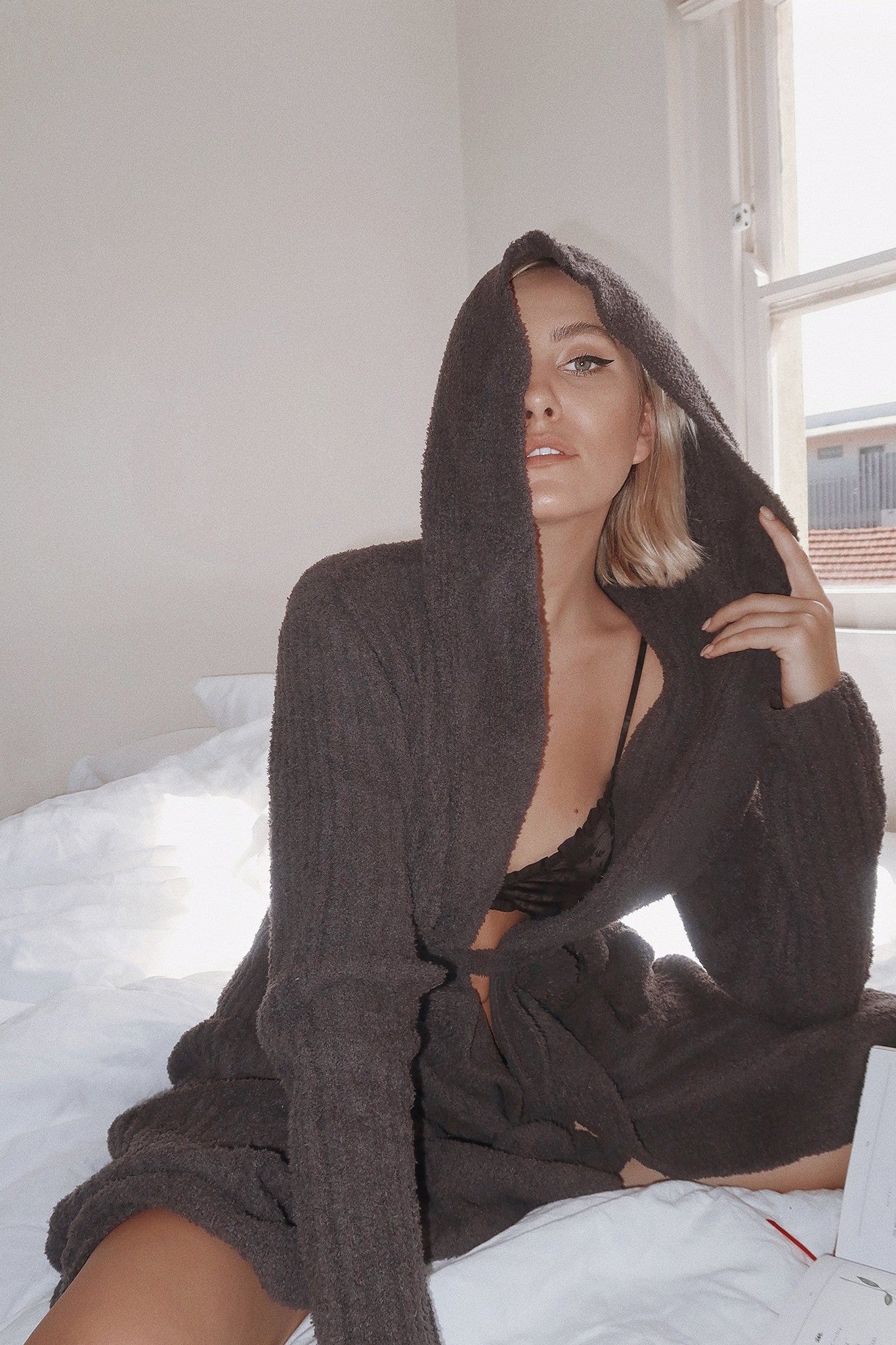 Ultimate Luxe Personalised Robe Charcoal | Homebodii