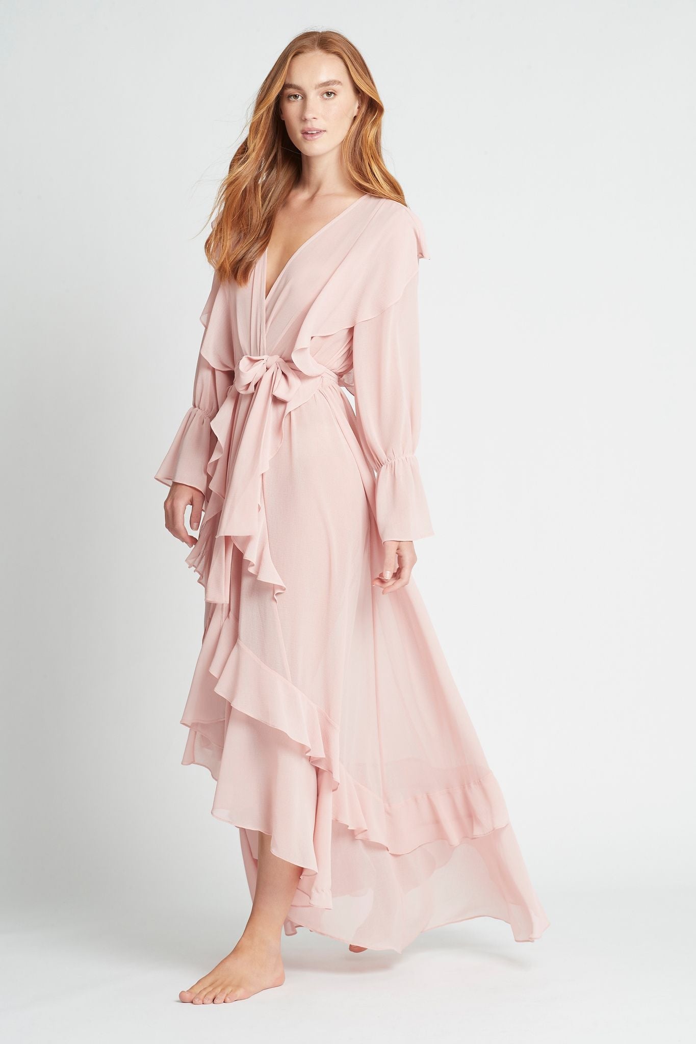Persphone Luxury Womens Chiffon Robe Dusty Rose | Homebodii