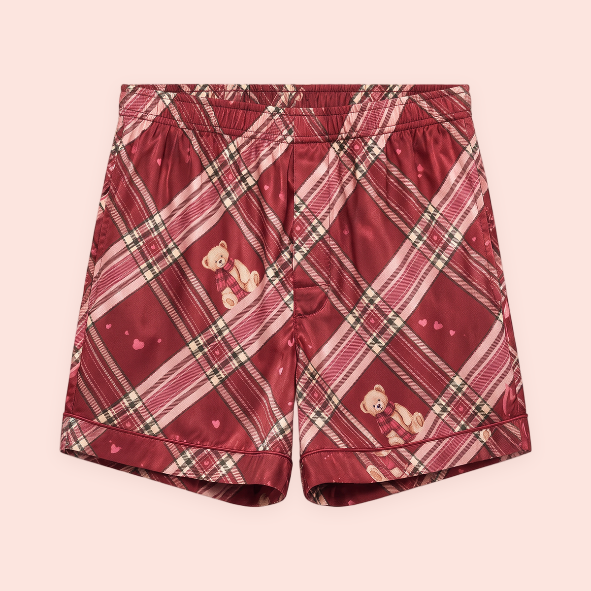 Coco Teddy Tencel Christmas Pyjamas Mens Boxers - Burgundy | Limited Edition