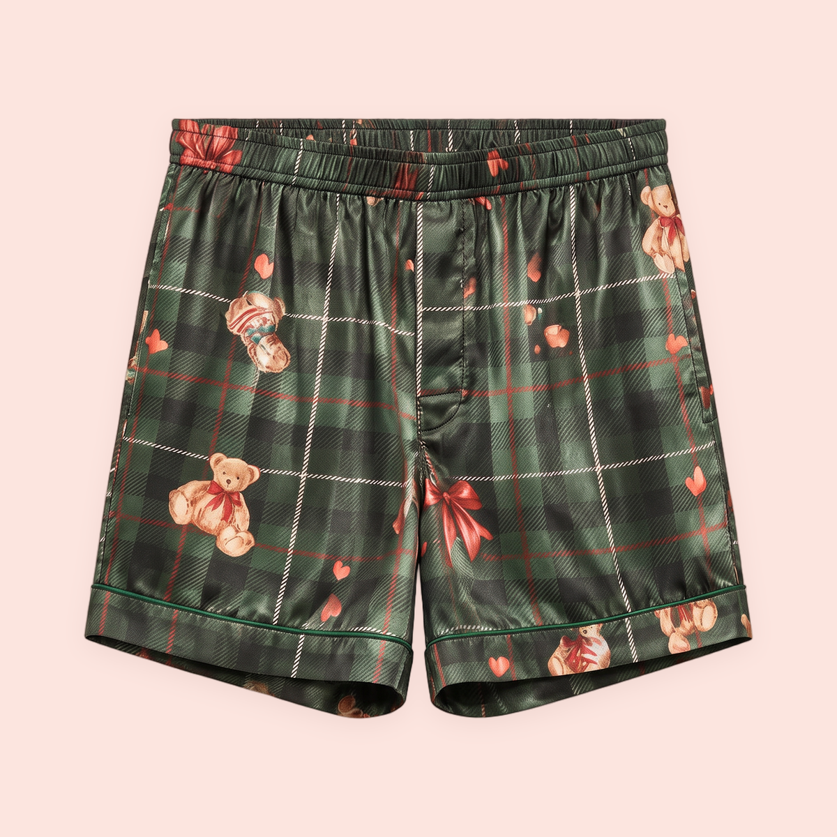 Coco Teddy Tencel Christmas Pyjamas Mens Boxers - Green | Limited Edition