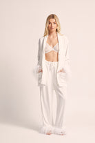 Emilie Tencel Detachable Feather personalised pyjamas in white