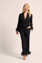 Emilie Tencel Detachable Feather personalised pyjamas in Black