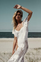 Amira Long Bridal Lace Robe | Homebodii