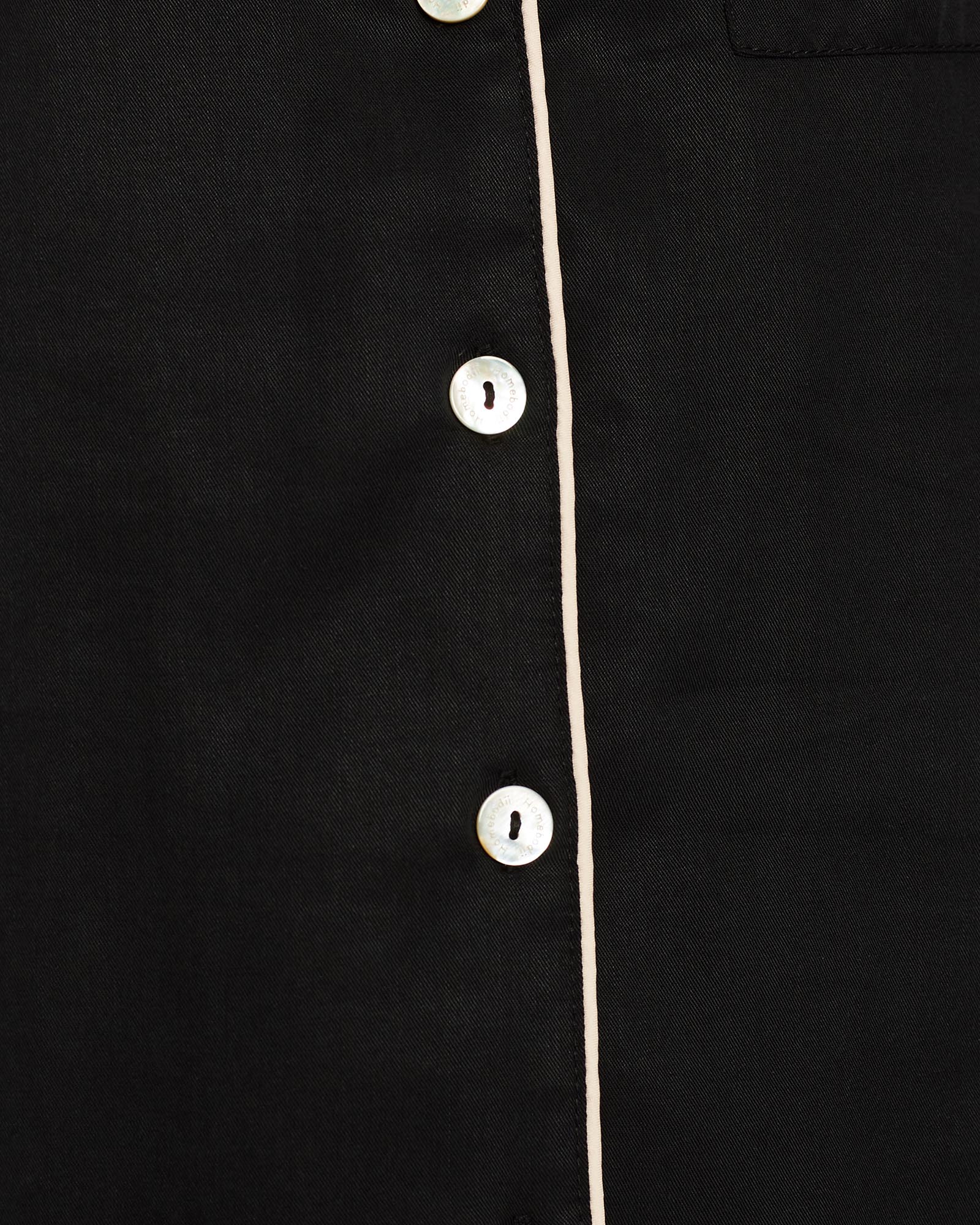 Eva Long Tencel™  Womens Personalised Pyjama Set  Black With Blush Piping | Homebodii