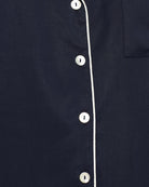 Eva Short Tencel™ Womens Personalised Pyjama Set  Navy With White Piping | Homebodii