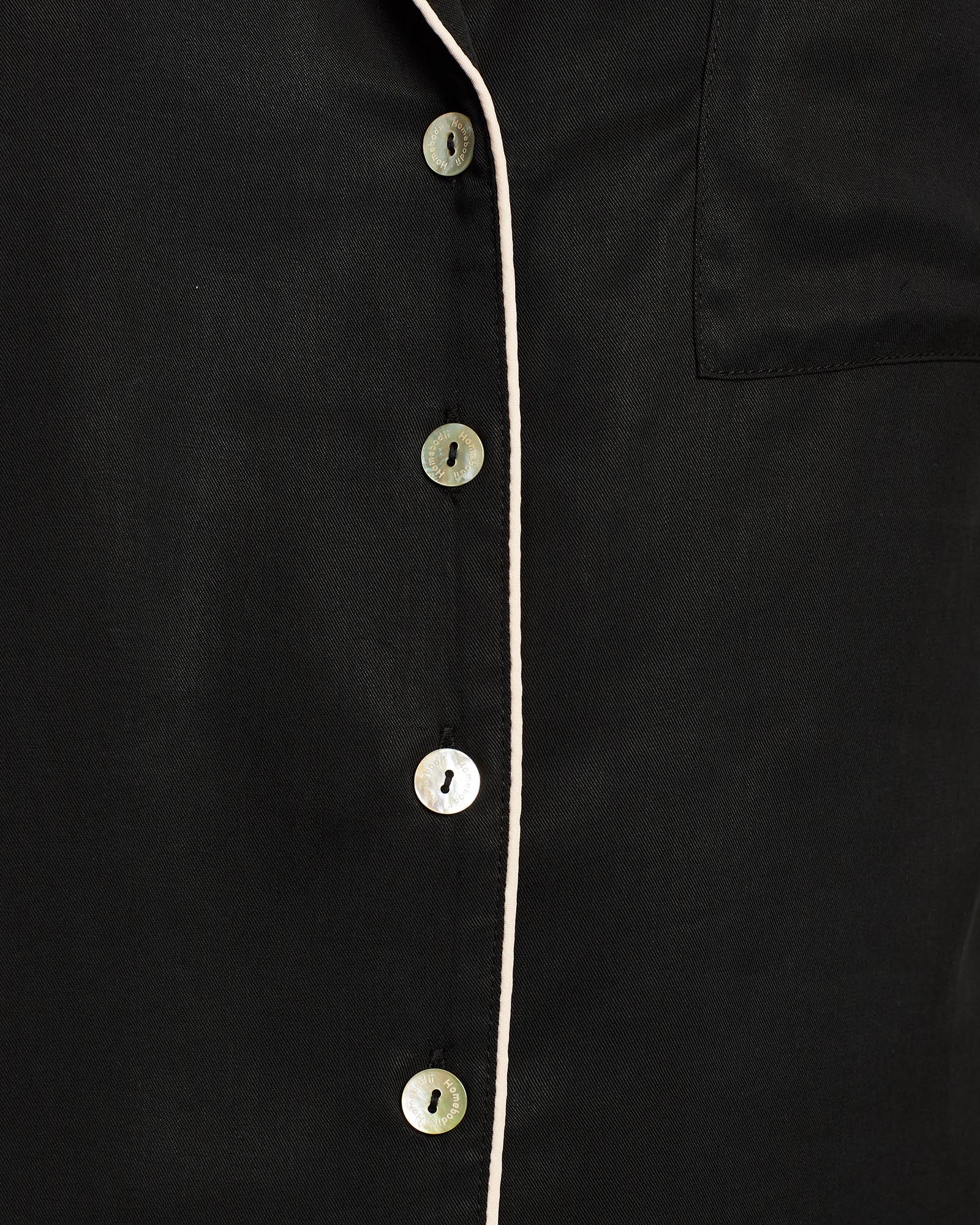 Eva Short Tencel™  Womens Personalised Pyjama Set  Black With Blush Piping | Homebodii