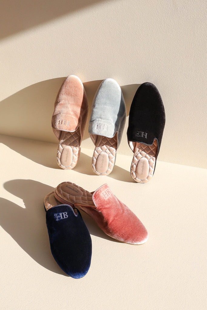 Florence Luxury Velvet Slipper  Dusty Rose | Homebodii