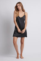 Jasmine Satin Slip  Black | Homebodii