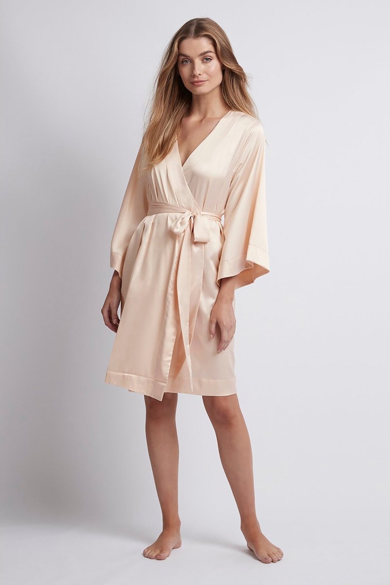 Jasmine Luxury Satin Personalised Robe  Blush | Homebodii