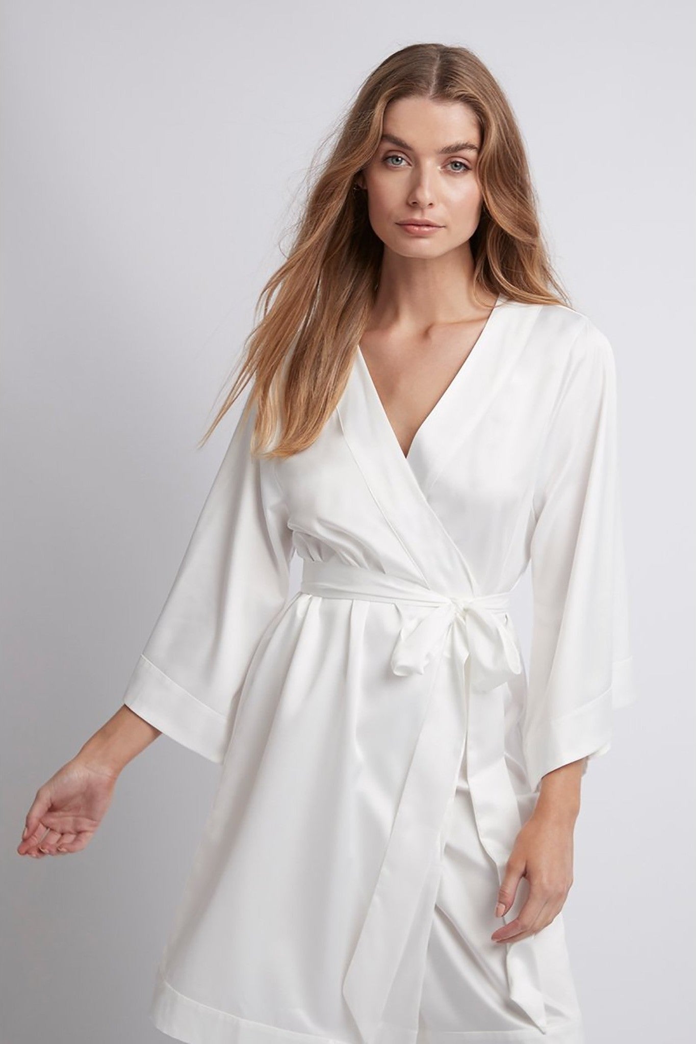 Jasmine Luxury Satin Personalised Robe  White | Homebodii