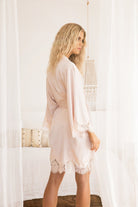 Olivia Luxury Satin Personalised Womens Robe Blush | Homebodii