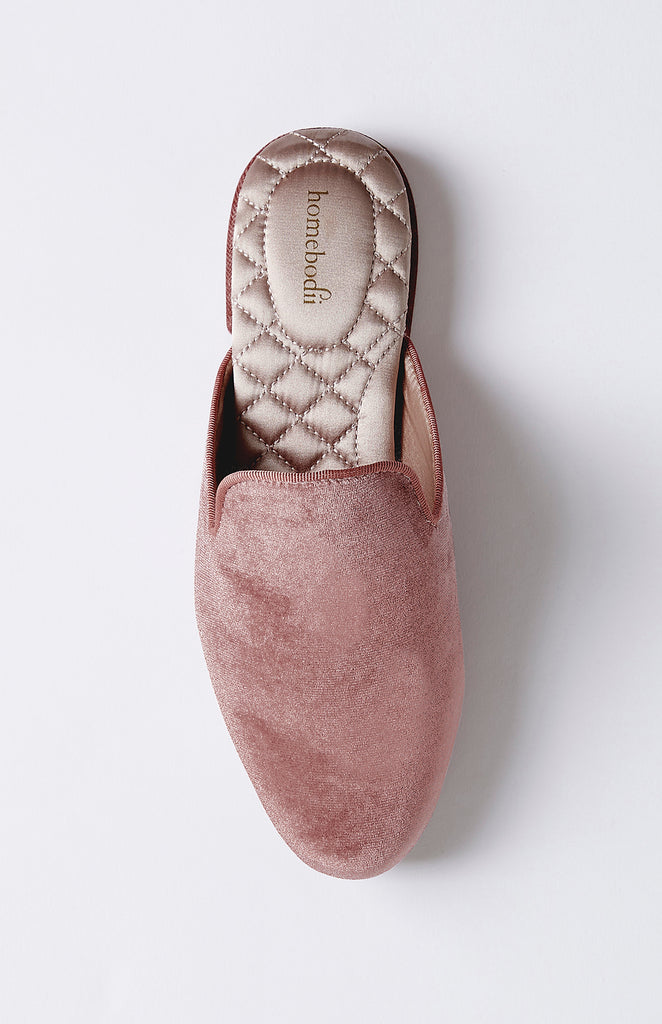 Florence Luxury Velvet Slipper  Dusty Rose | Homebodii