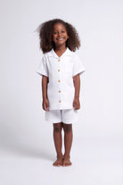 Piper Bubble Cotton Personalised Childrens  Short Pyjama Set  White | Homebodii