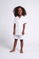 Piper Bubble Cotton Personalised Childrens  Short Pyjama Set  White | Homebodii