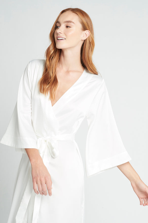 Jasmine Womens  Luxury Satin Personalised Long White | Homebodii
