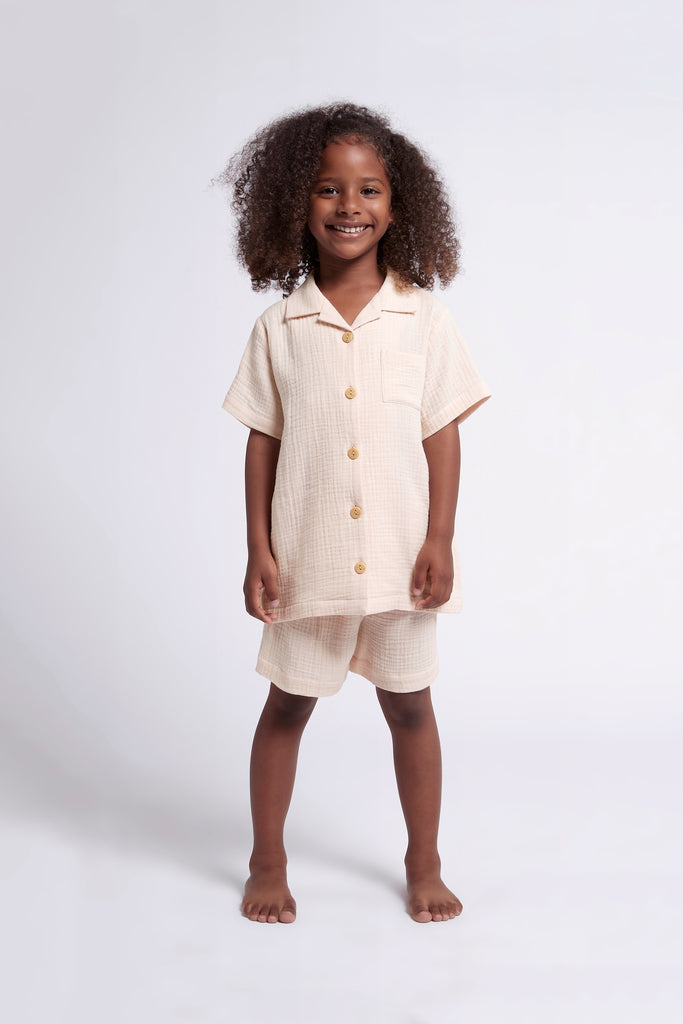 Piper Bubble Cotton Personalised Childrens Short Pyjama Set  Blush | Homebodii