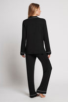 Petra Womens Tencel™ Modal Personalised Pyjama Lounge Set  Black With Blush Piping | Homebodii