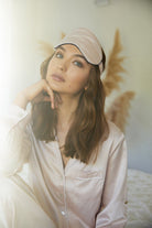 Satin Eye Mask  Blush With Black Piping | Homebodii