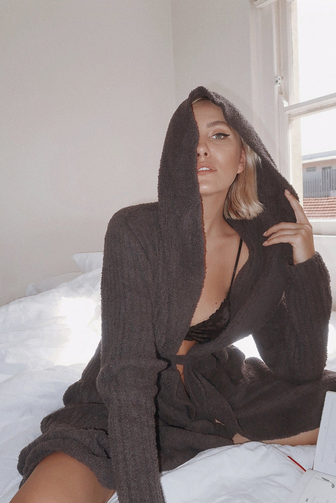 Ultimate Luxe Personalised Robe  Charcoal | Homebodii
