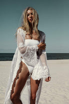 Madonna Long Lace Bridal Robe | Homebodii